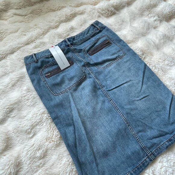 French Connection FCUK Y2K Denim Midi Skirt with Unique Zipper Details - Picture 6 of 6